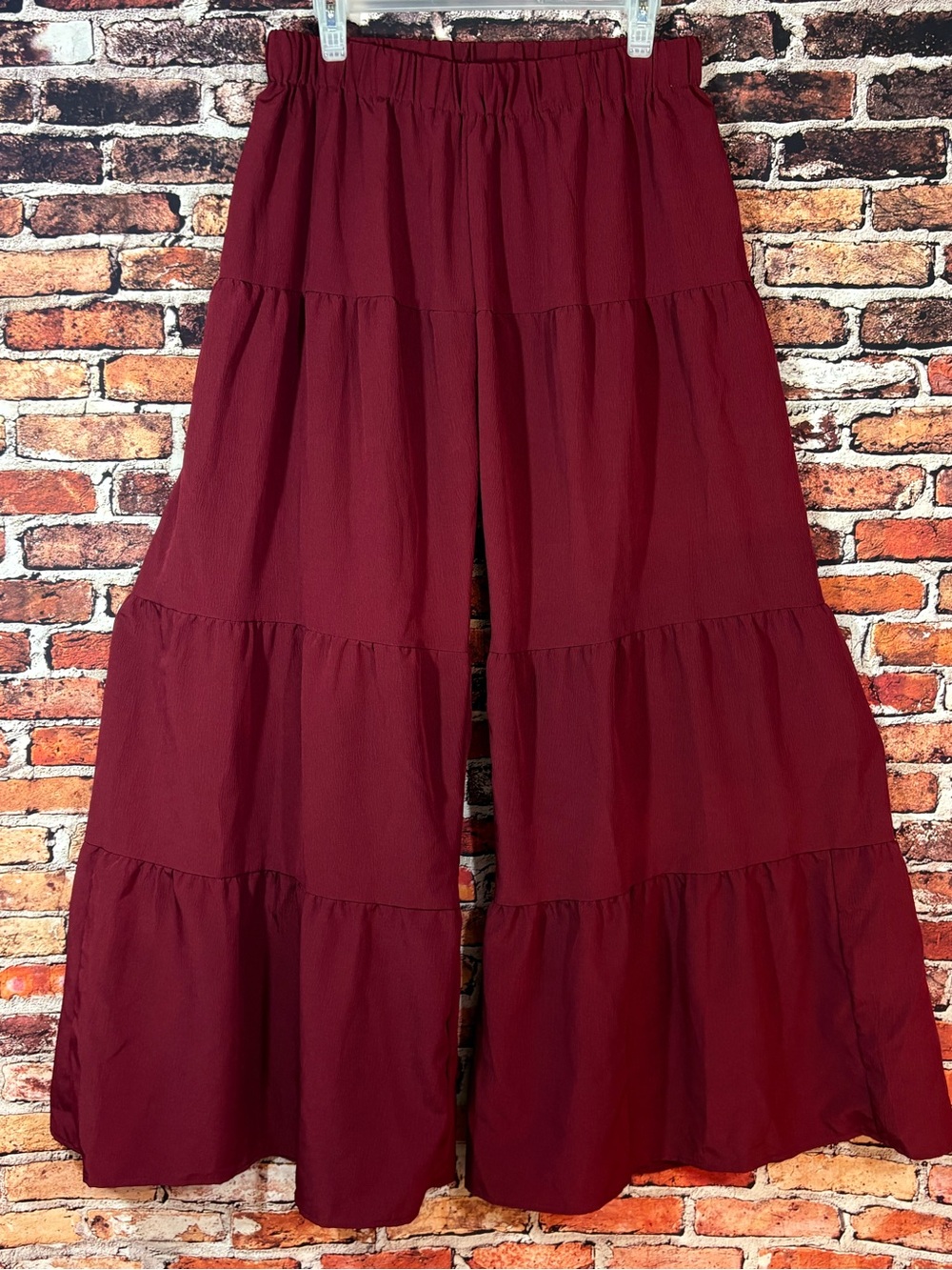 H&M Burgundy Tiered Wide-Leg Palazzo Pants Size Large